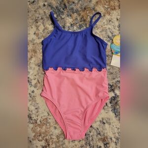 Vibrant Purple and Pink Girls Swimsuit Size 7